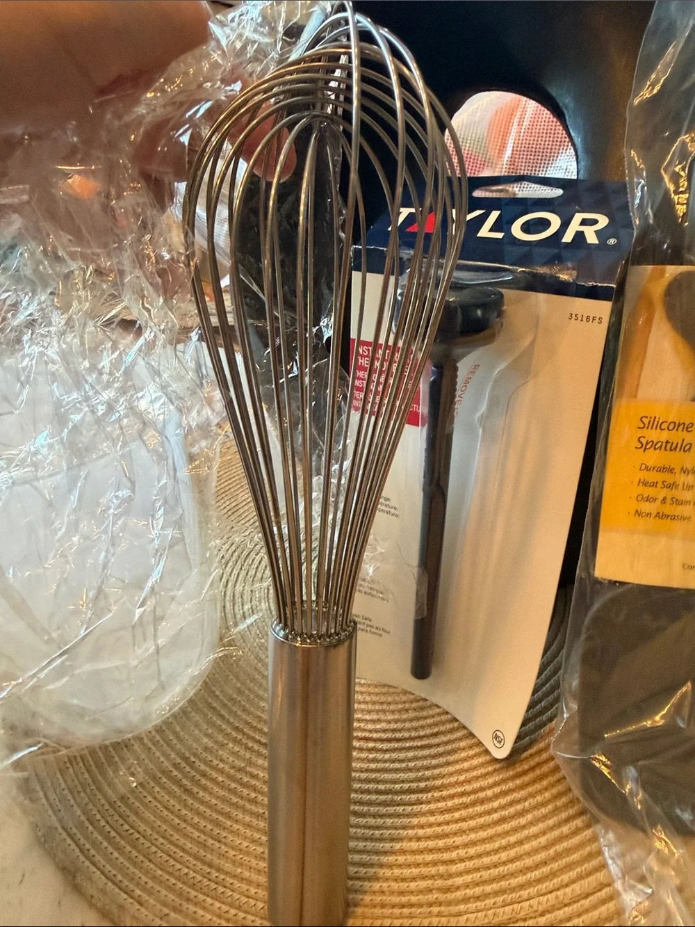 Taylor Black Thermometer & Silicone Spatula Spoon and Stainless Steel Whisk Set